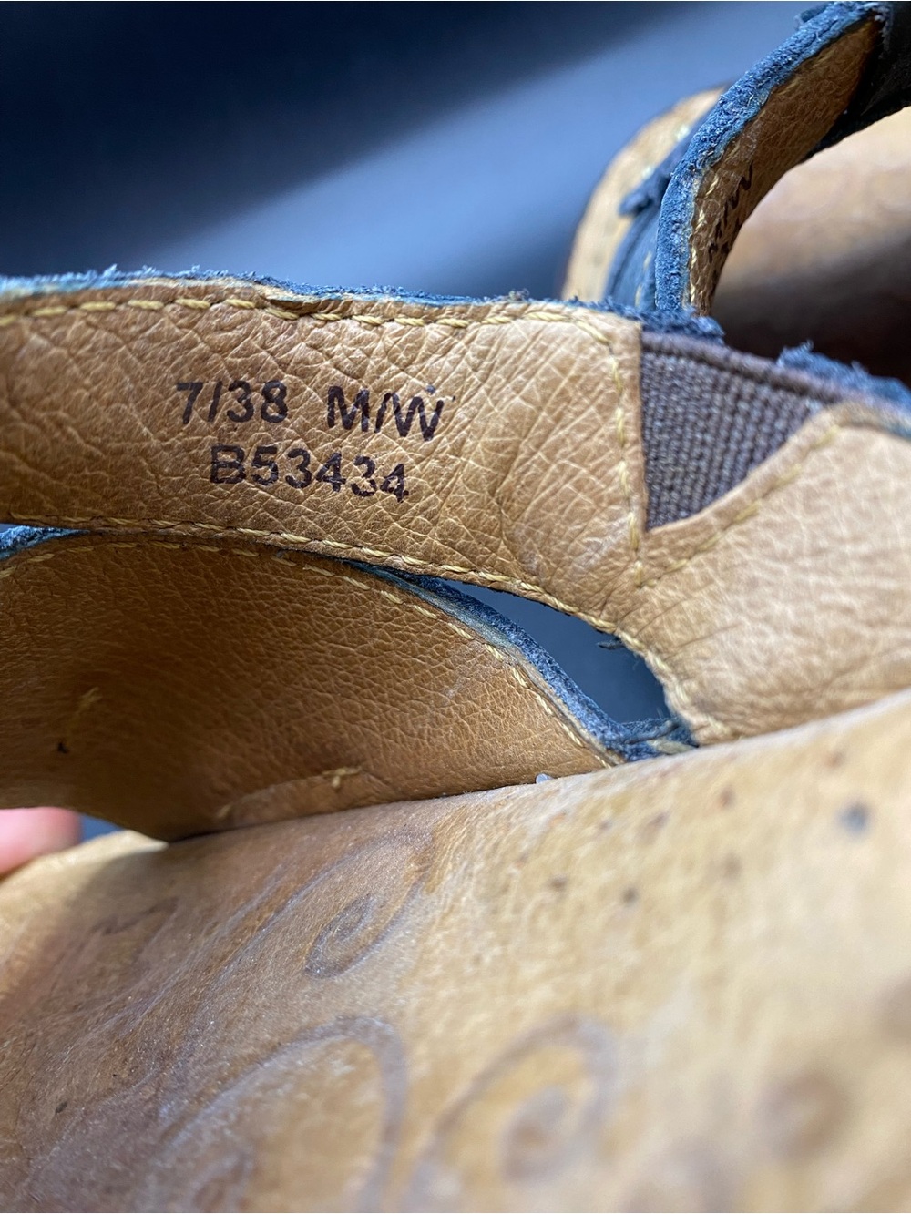 Born Women Blue Sandal SZ 7 EU 38 Hand Crafted Leather Slide Good Condition - Picture 10 of 11